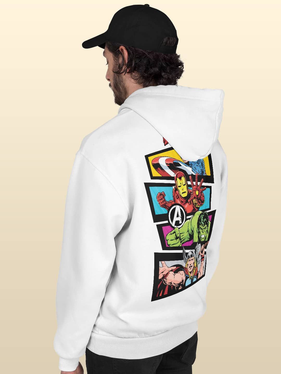 

macmerise Men Printed Hooded Sweatshirt, White
