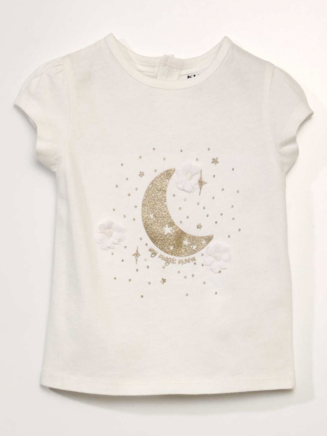 

KIABI Girls Graphic Printed Pure Cotton T-shirt, White