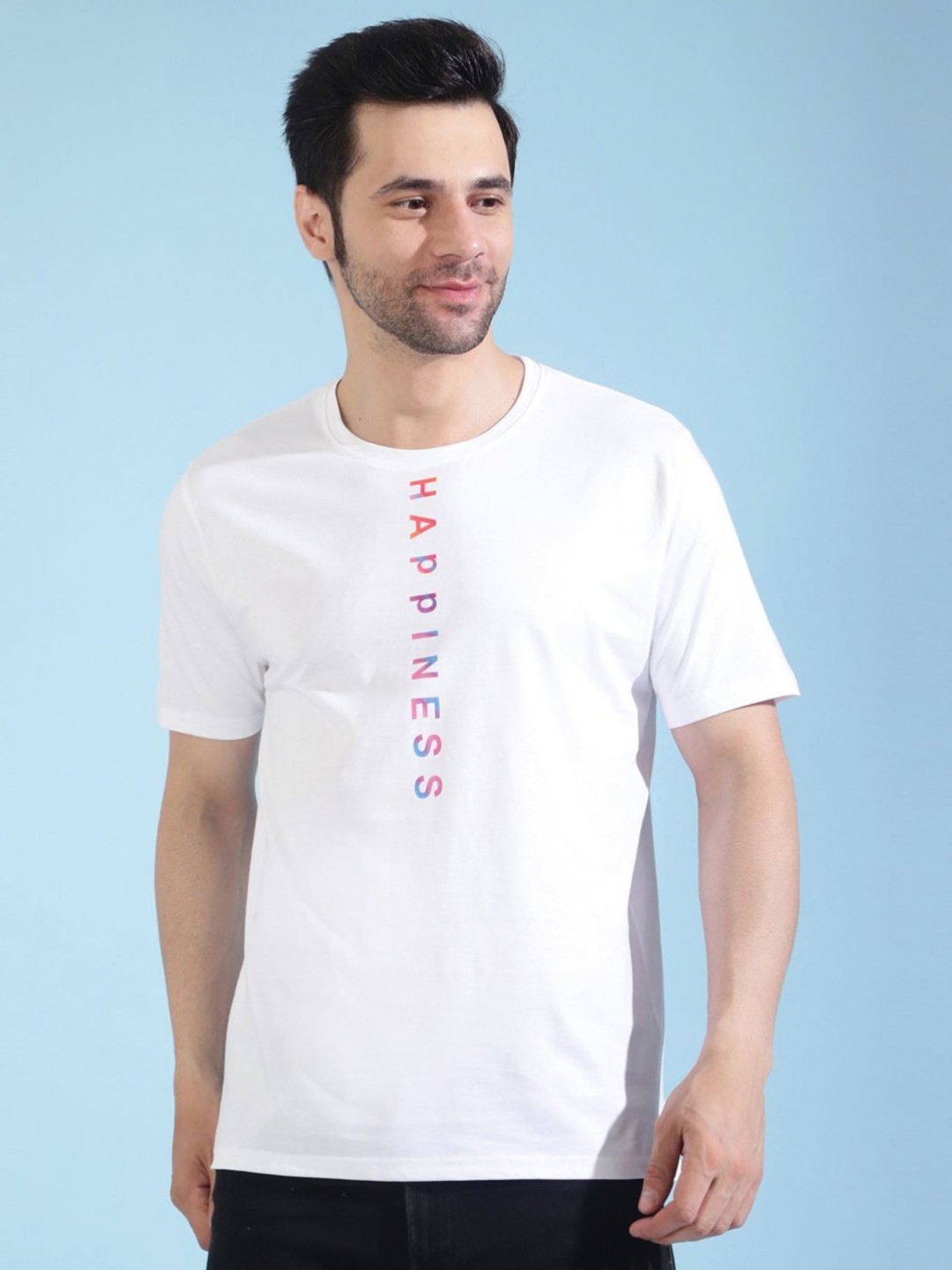

MANTICORE Men Typography Printed Round Neck Cotton T-shirt, White