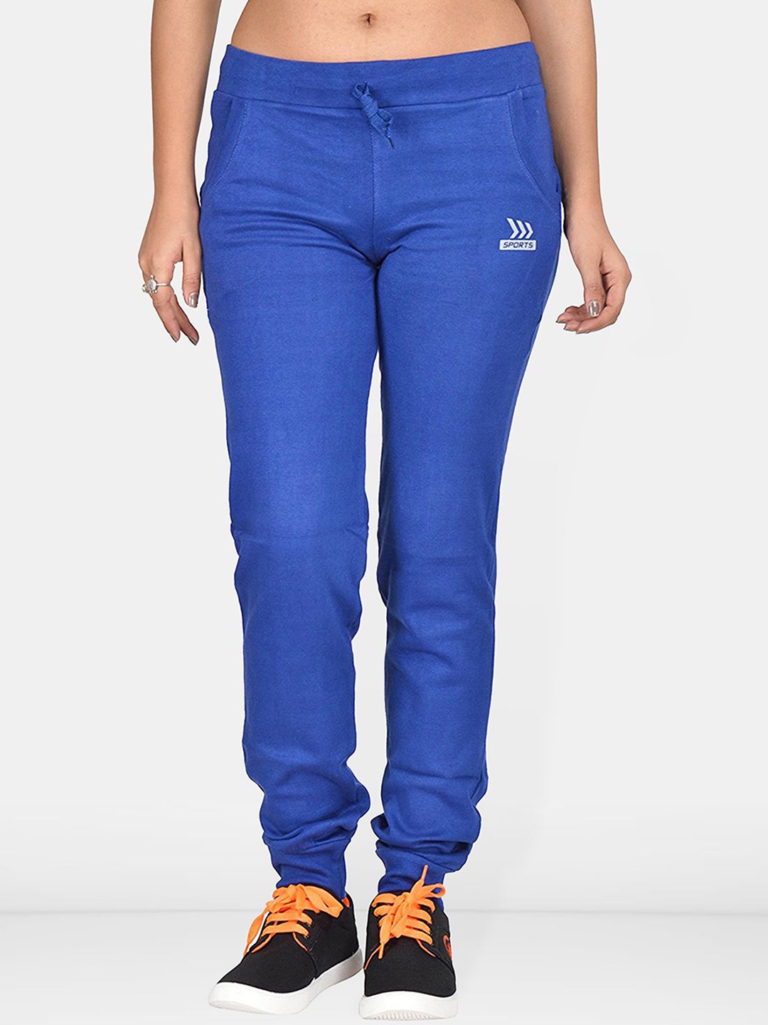

Be You Women Cotton Mid-Rise Joggers, Blue