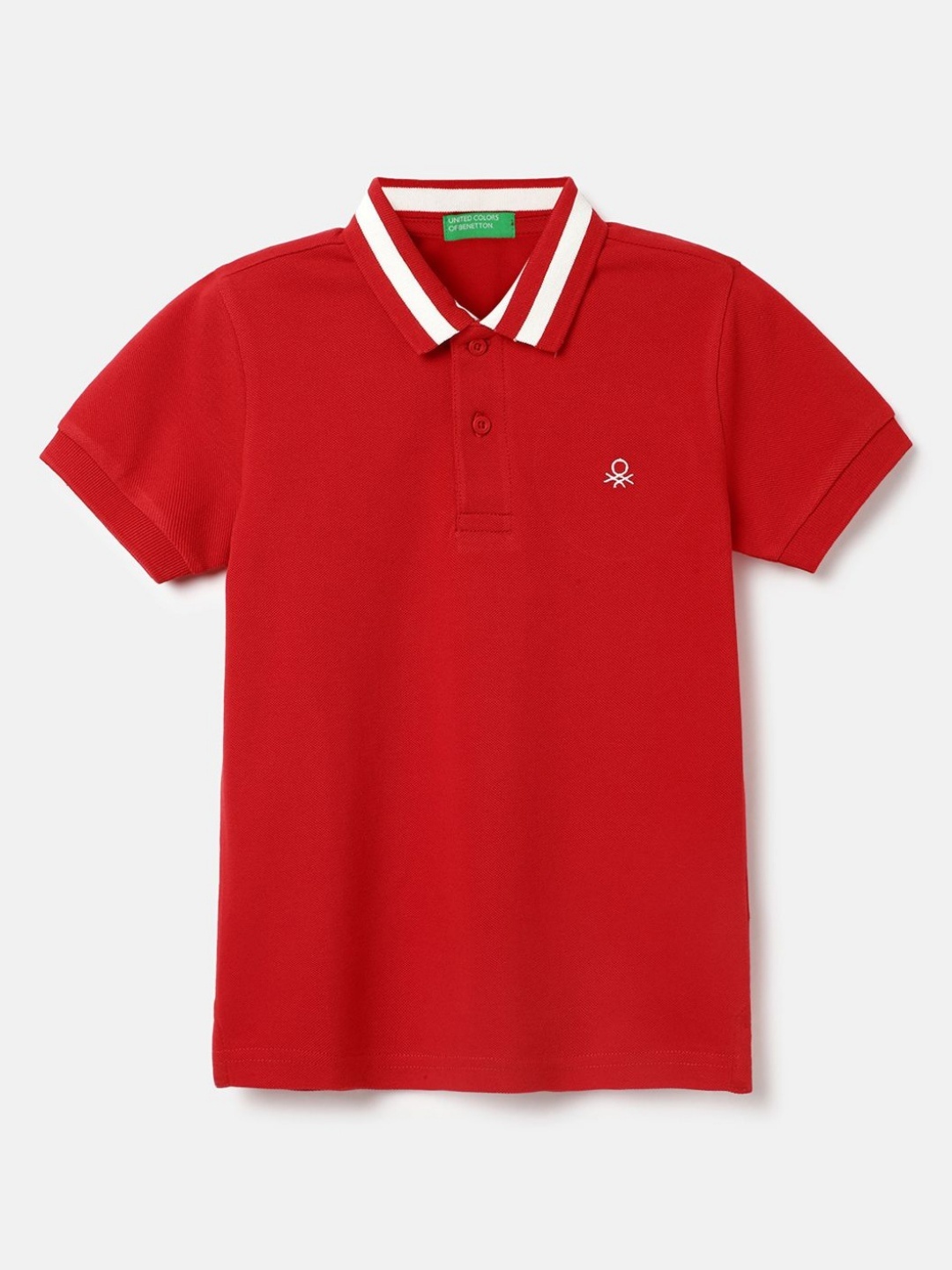 

United Colors of Benetton Boys Polo Collar Pure Cotton Applique T-shirt, Red