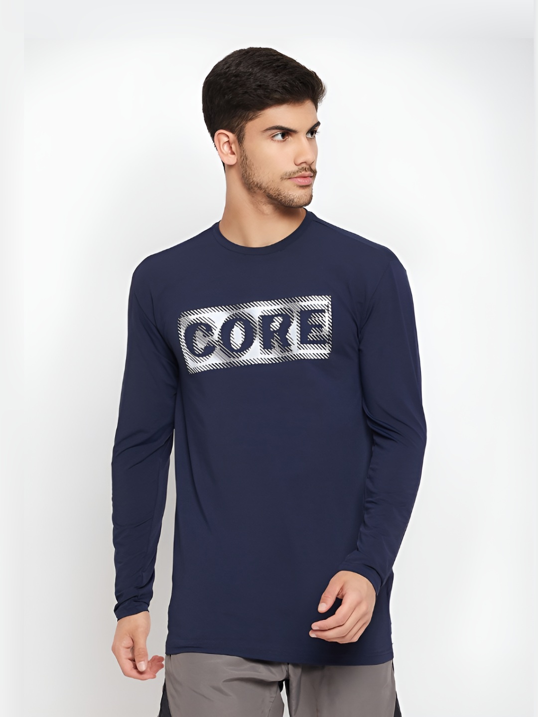 

PERFKT-U Men Printed Round Neck T-shirt, Navy blue