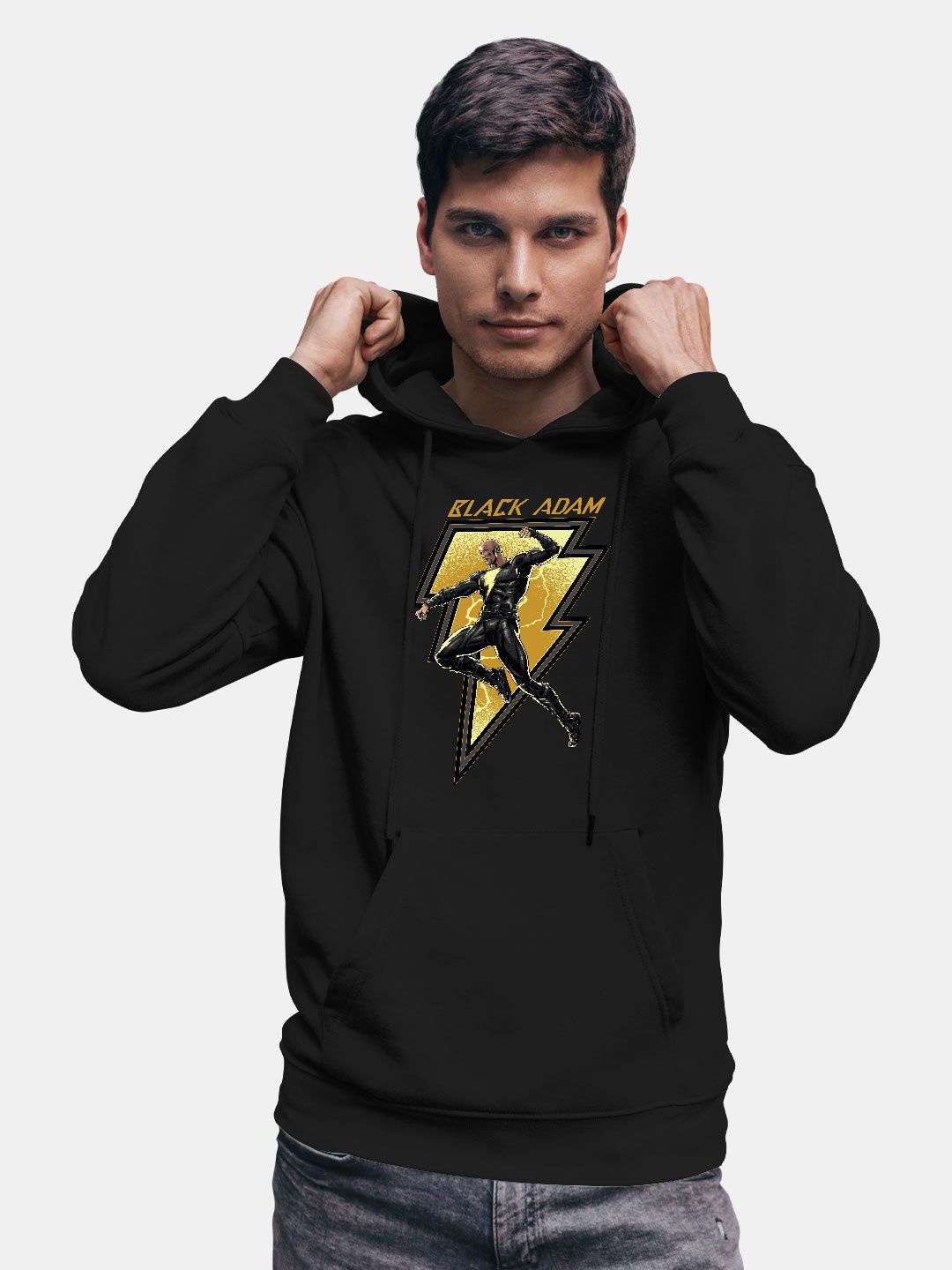 

macmerise Men Printed Hooded Sweatshirt, Black
