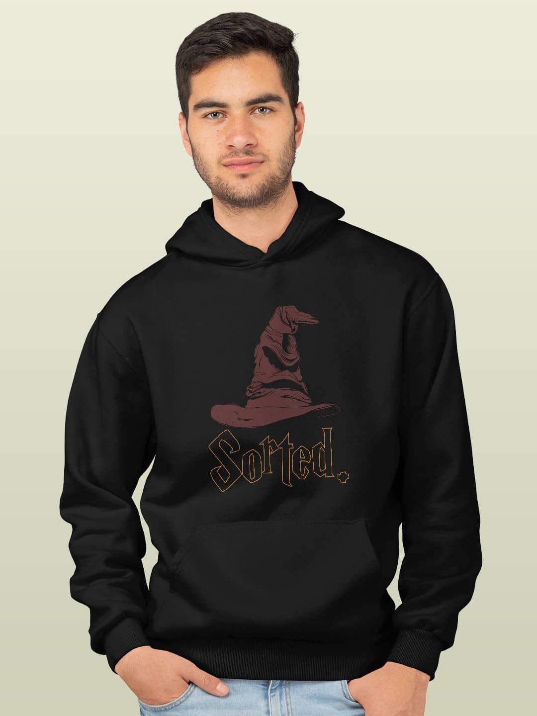 

macmerise Men Printed Hooded Sweatshirt, Black