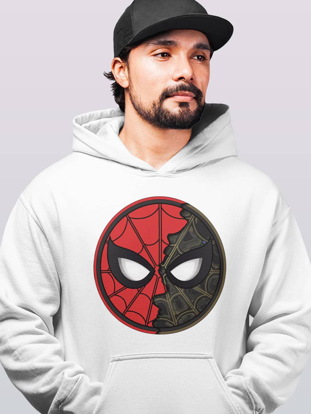 

macmerise Men Printed Hooded Sweatshirt, White