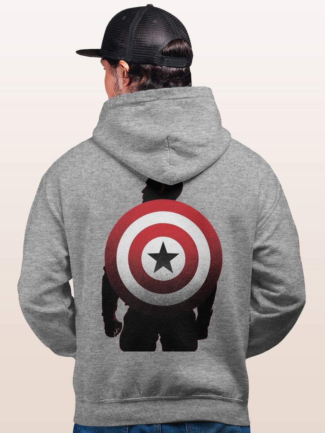 

macmerise Men Printed Hooded Sweatshirt, Grey