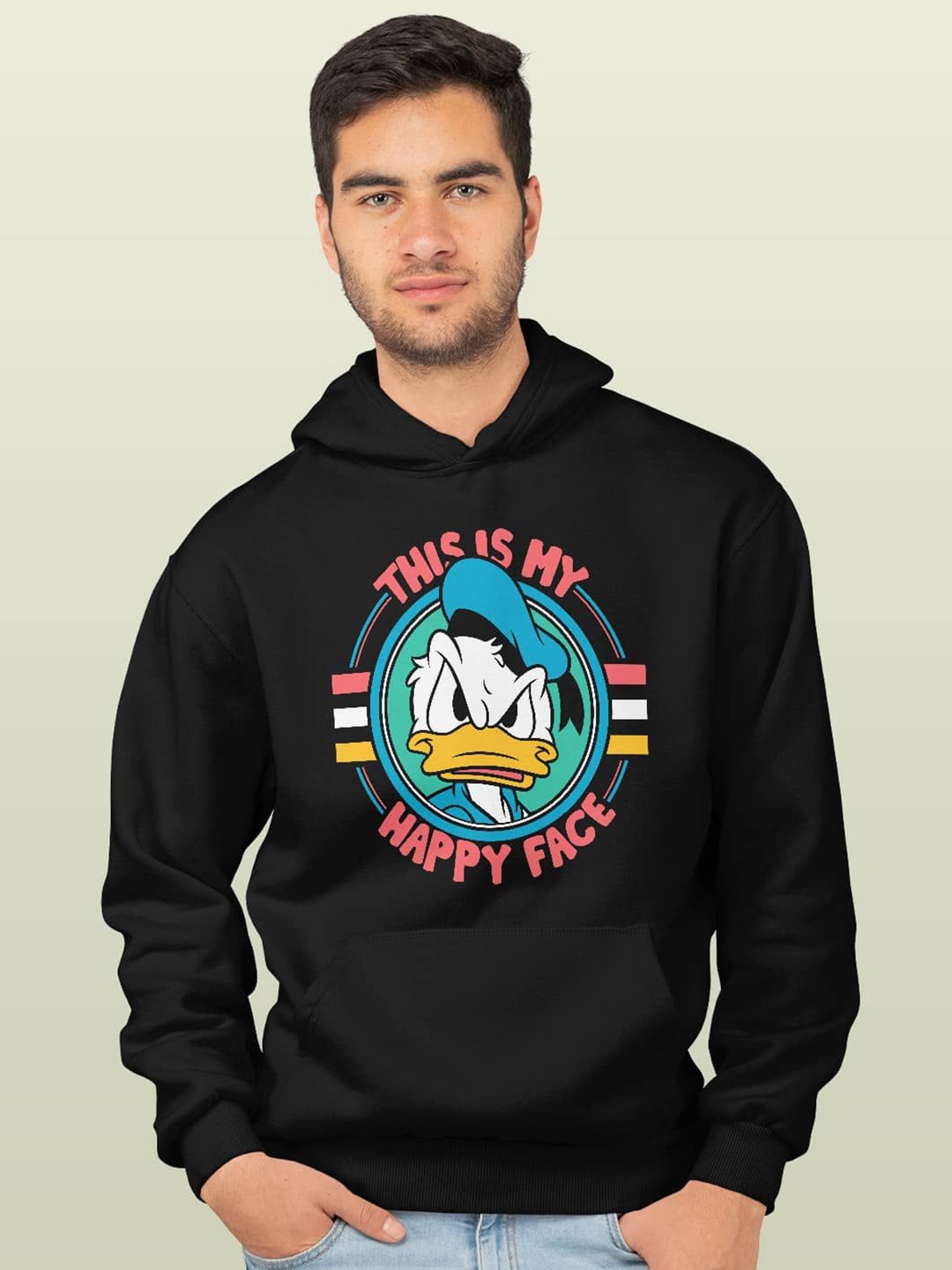 

macmerise Men Printed Hooded Sweatshirt, Black