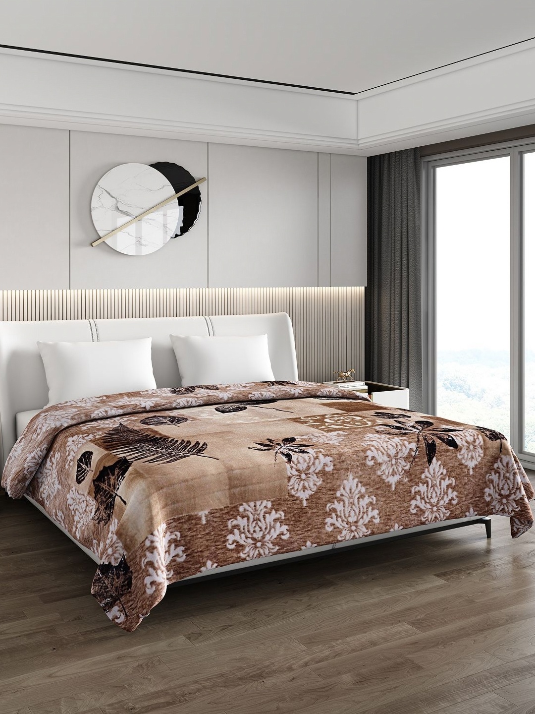 

Monte Carlo Brown & White Floral Heavy Winter 1000 GSM Double Bed Blanket