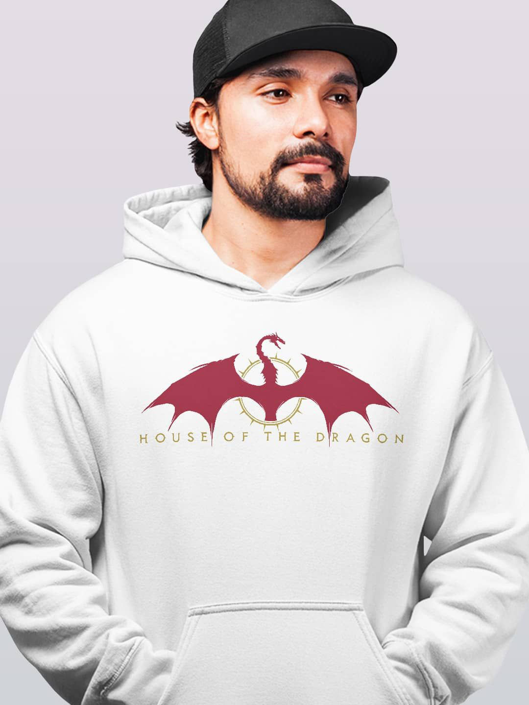 

macmerise Men Printed Hooded Sweatshirt, White