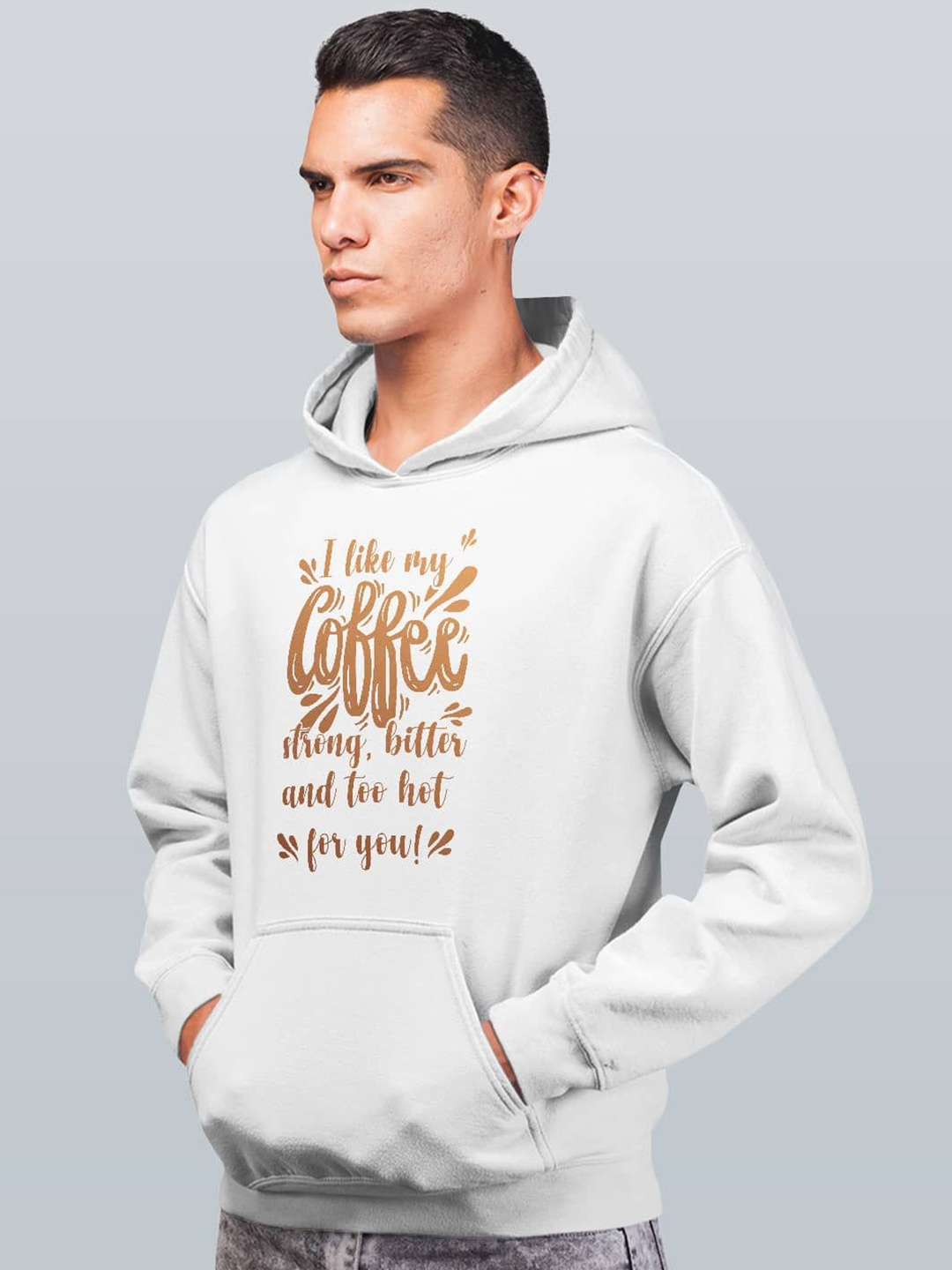 

macmerise Men Printed Hooded Sweatshirt, White