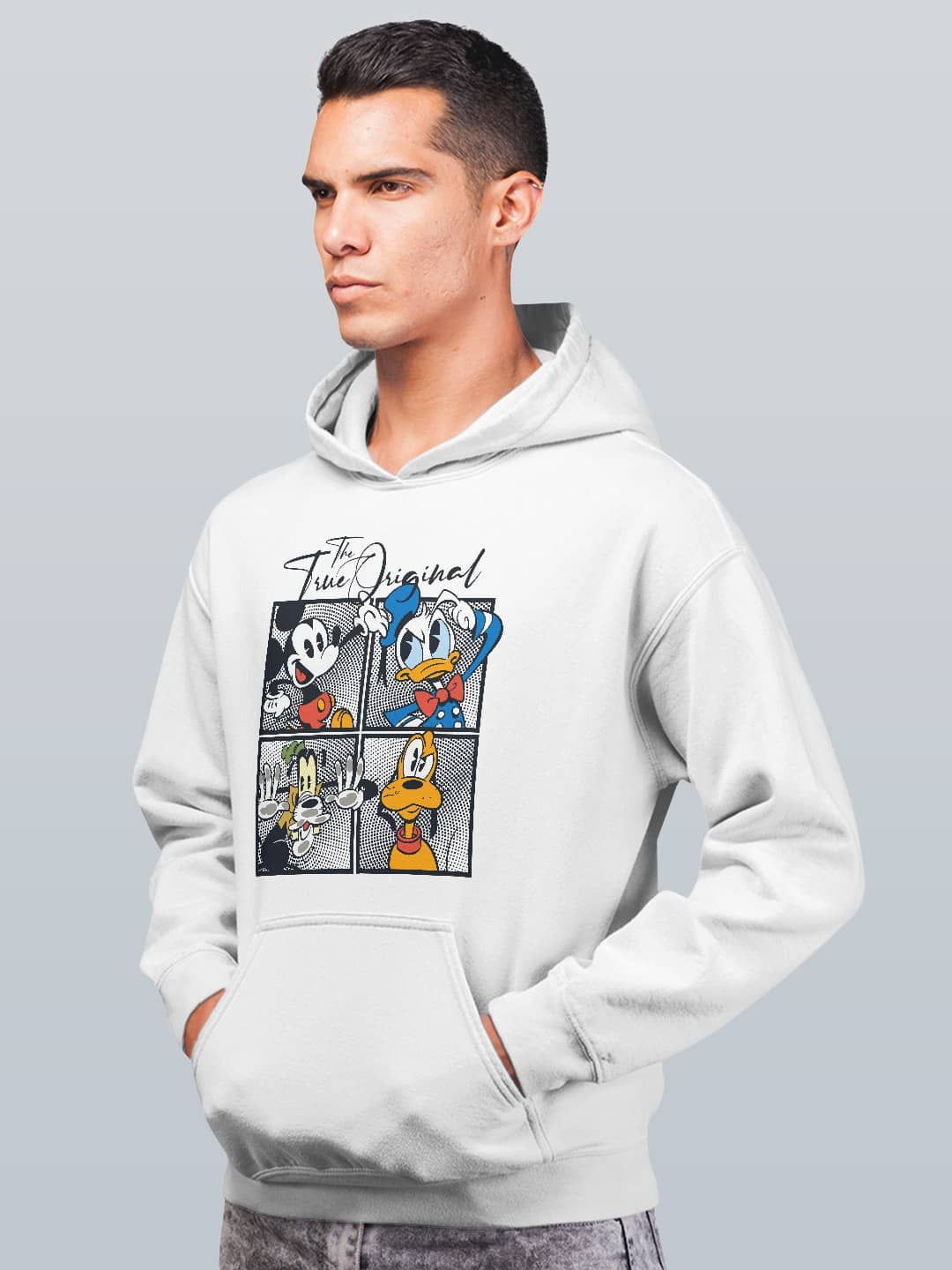 

macmerise Men Printed Hooded Sweatshirt, White