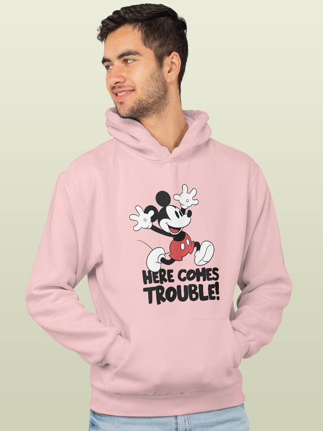 

macmerise Men Printed Hooded Sweatshirt, Pink