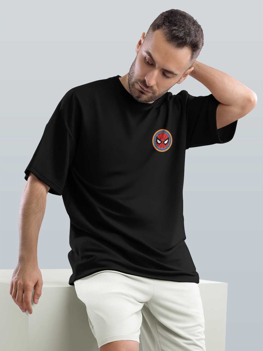 

macmerise Men Printed Raw Edge T-shirt, Black