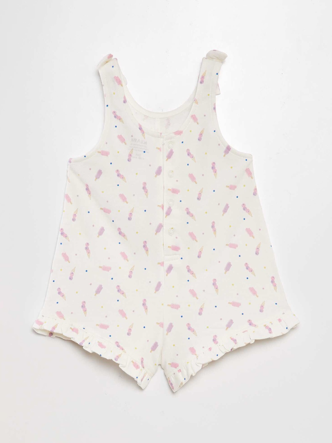 

KIABI Infant Girls Printed Pure Cotton Romper, White