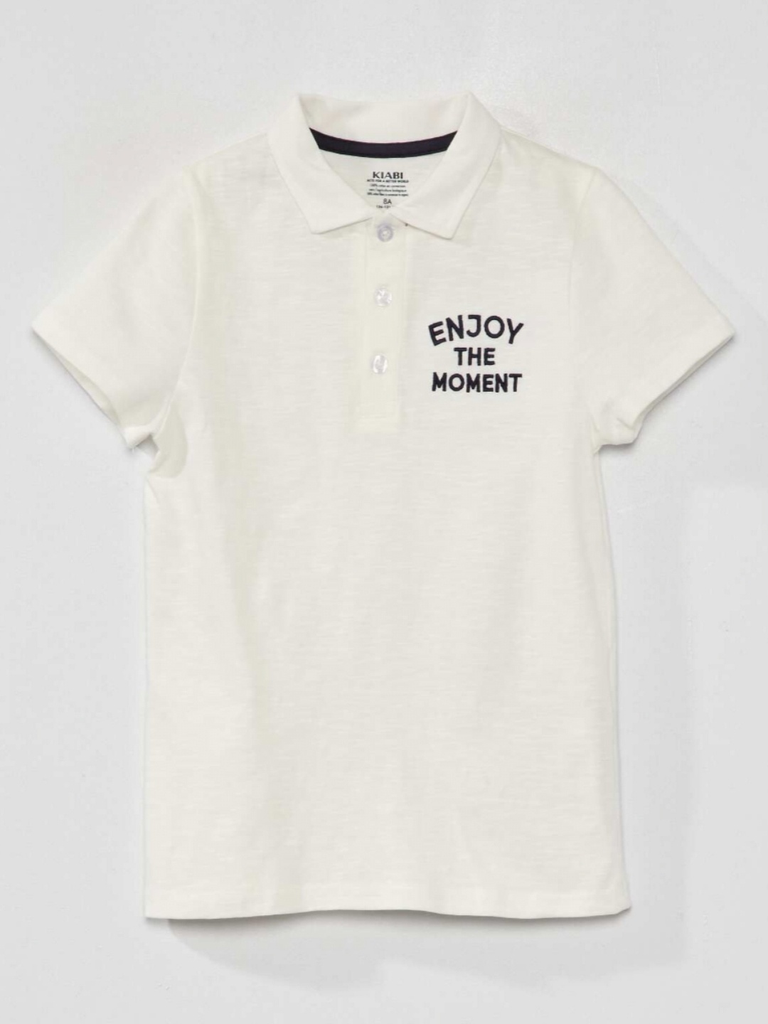 

KIABI Boys Graphic Print Polo Collar T-shirt, White