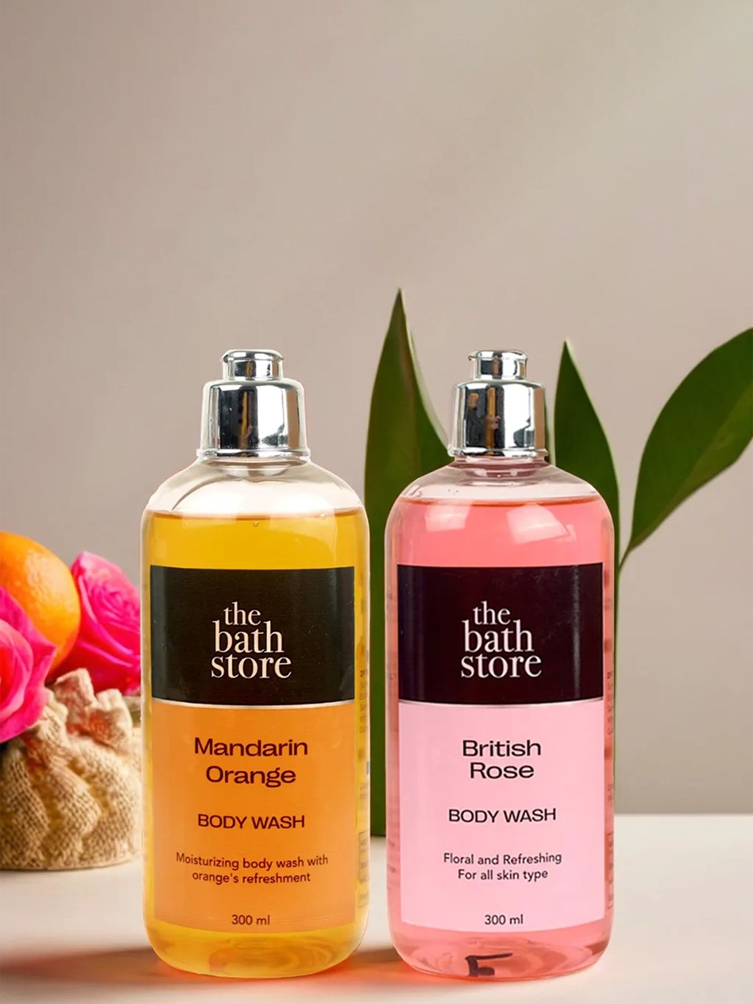 

The Bath Store Mandarin Orange & British Rose Set Of 2 Body Wash - 300ml Each, Pink