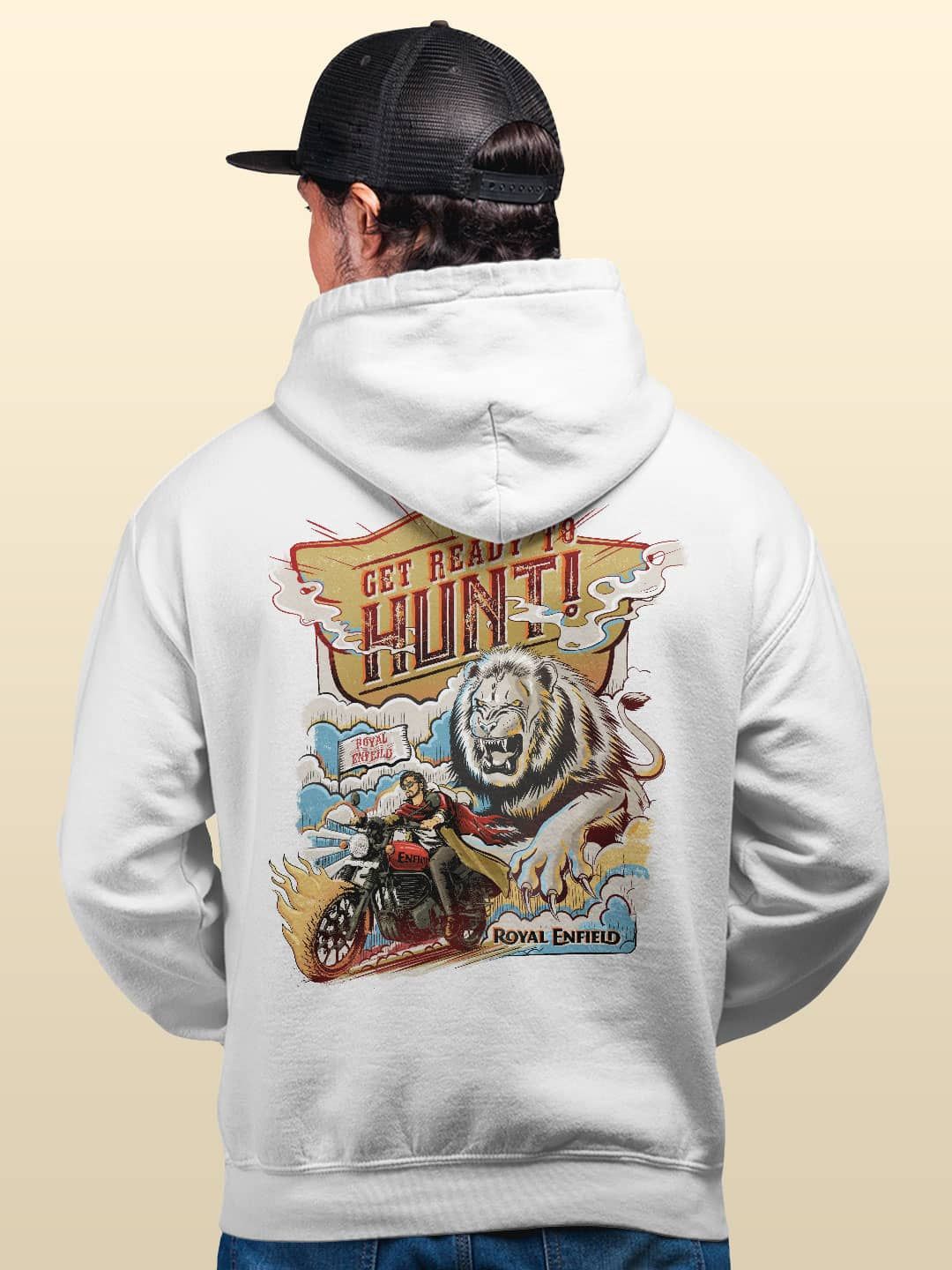 

macmerise Men Printed Hooded Sweatshirt, White