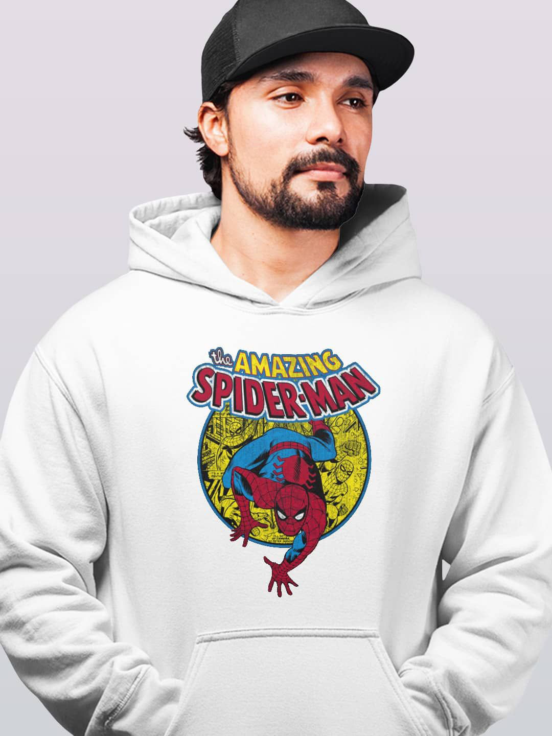 

macmerise Men Printed Hooded Sweatshirt, White