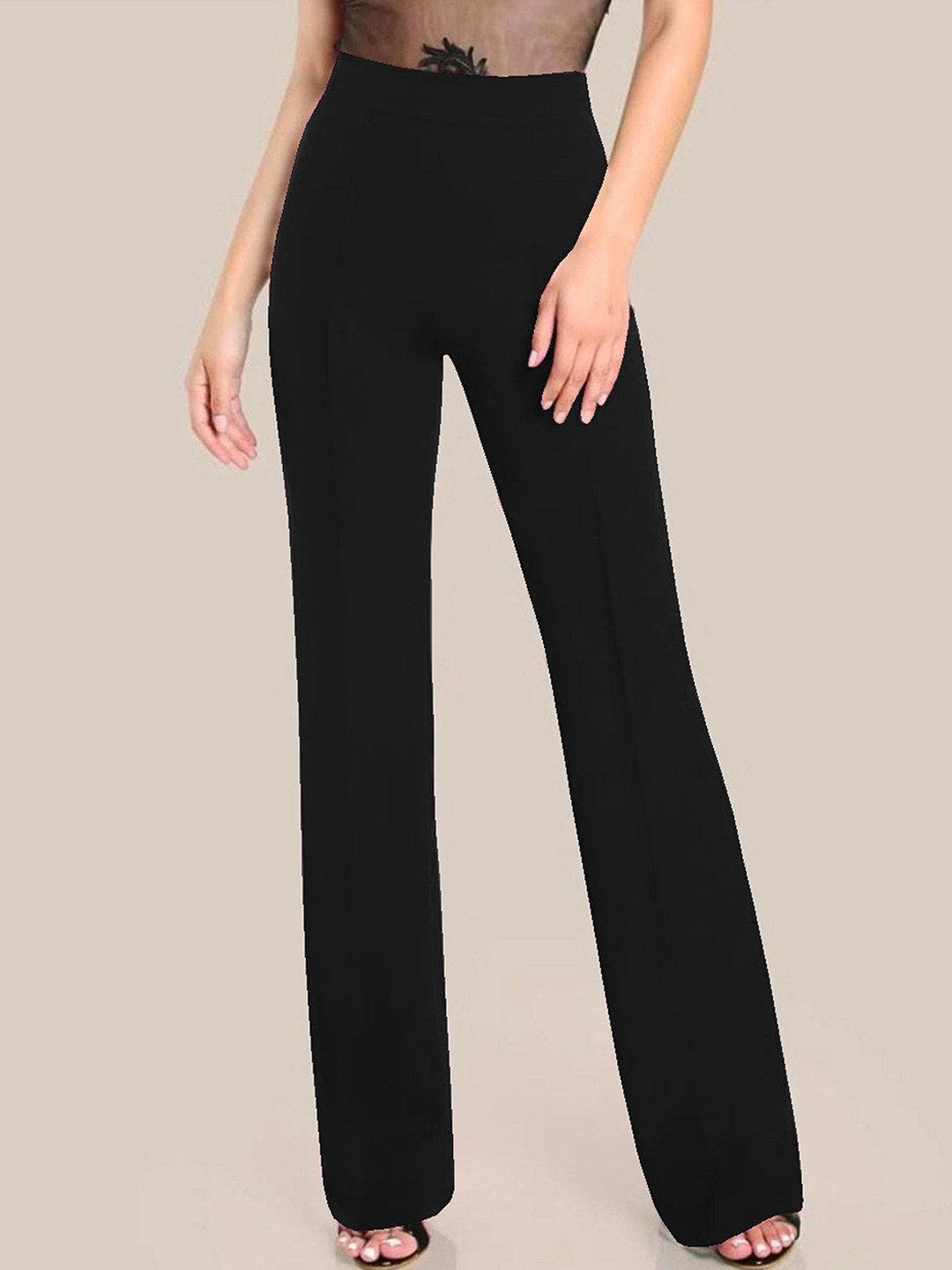 

Dream Beauty Fashion Women Boot Cut High-Rise Easy Wash Trousers, Black
