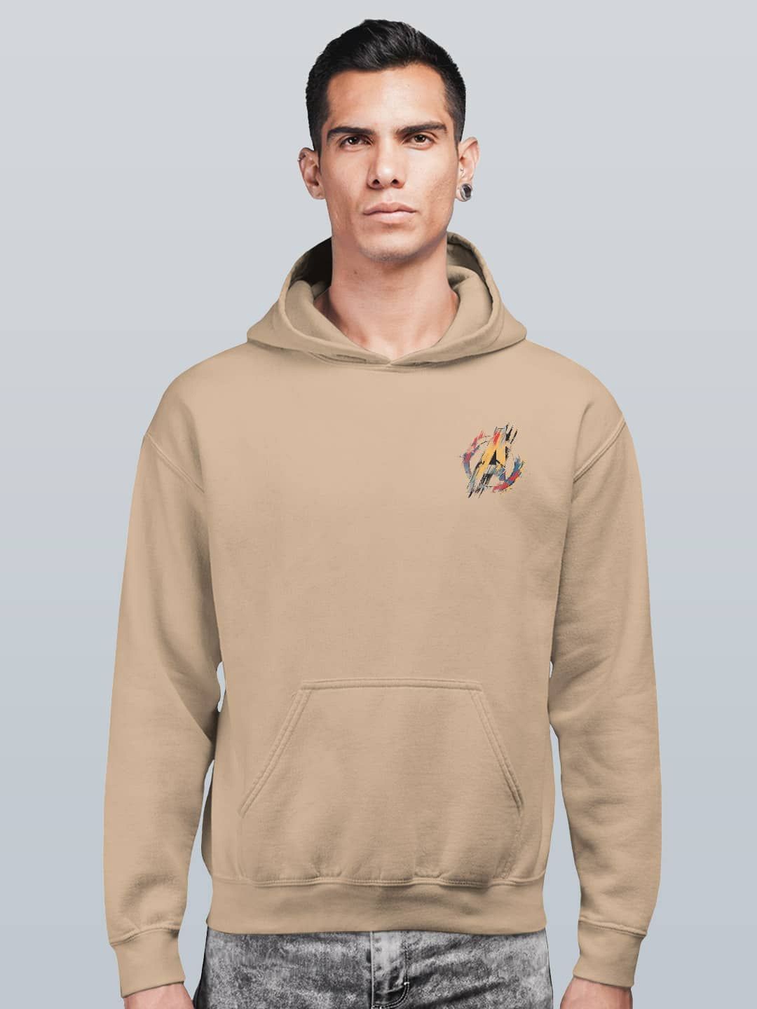 

macmerise Men Hooded Sweatshirt, Beige
