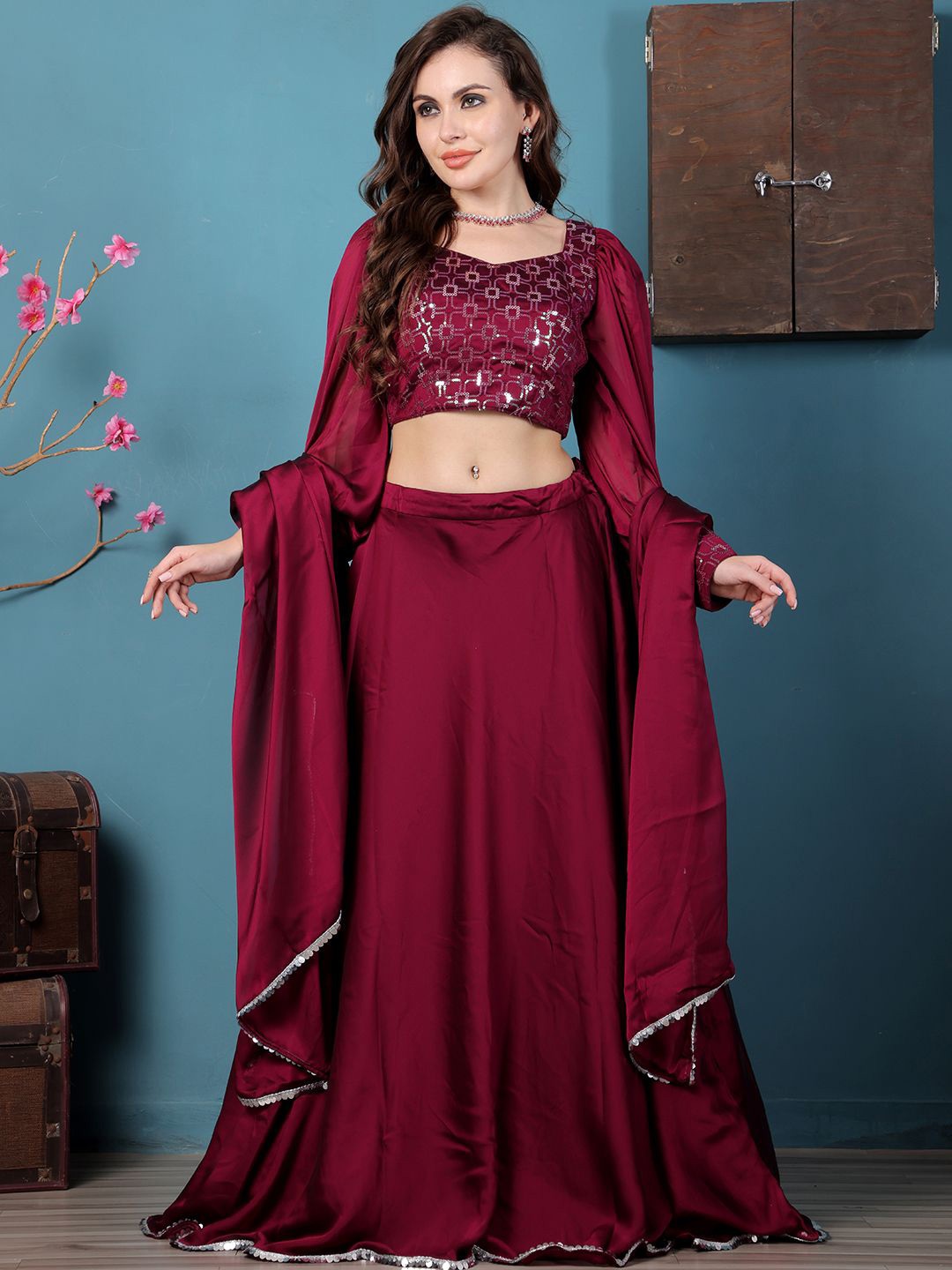 

Ethnovog Embellished Ready to Wear Lehenga & Blouse With Dupatta, Purple