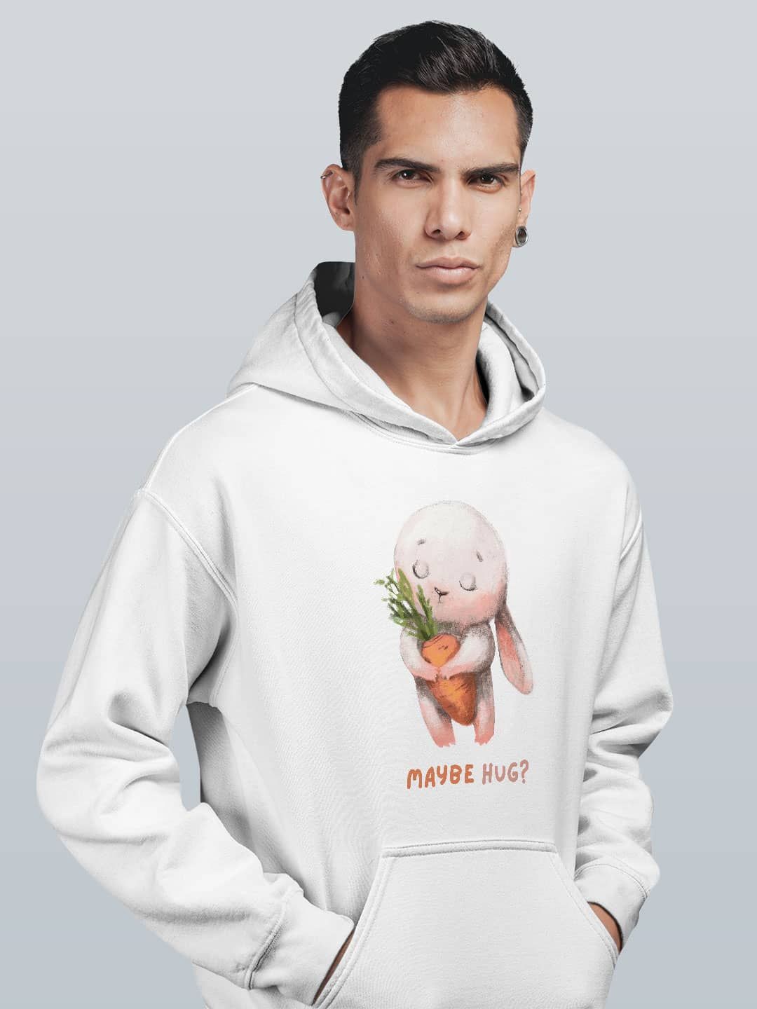 

macmerise Men Printed Hooded Sweatshirt, White
