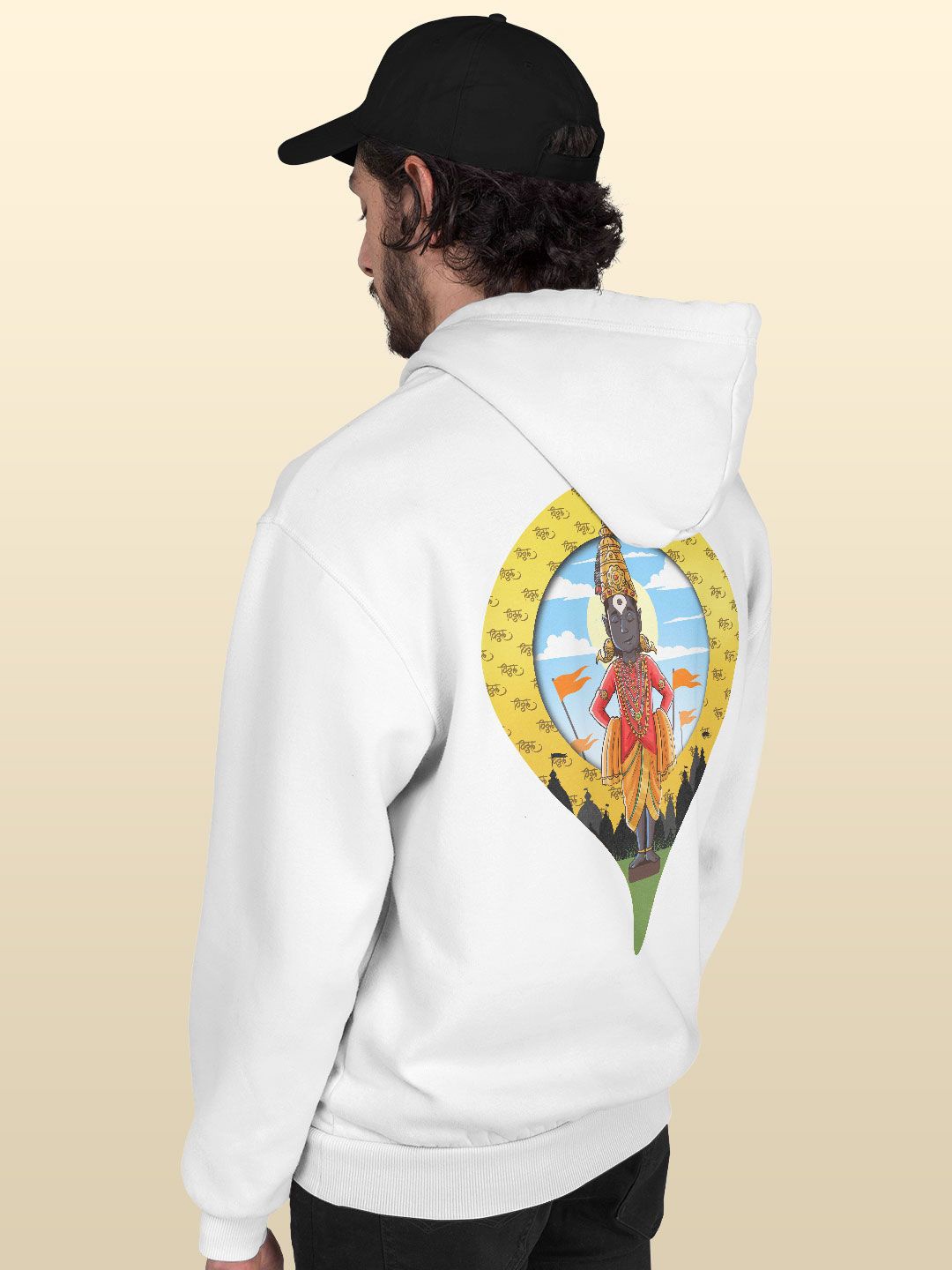

macmerise Men Printed Hooded Sweatshirt, White