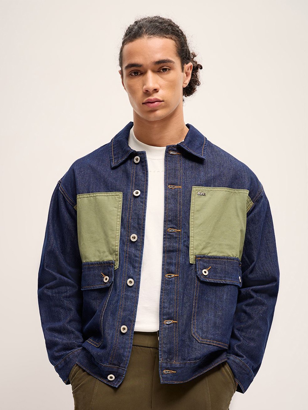 

THE BEAR HOUSE Men Solid Spread Collar Jacket, Blue