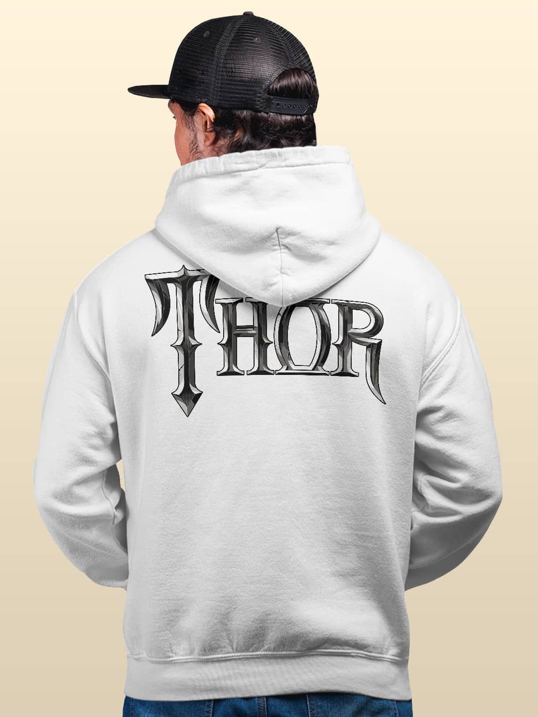

macmerise Men Printed Hooded Sweatshirt, White