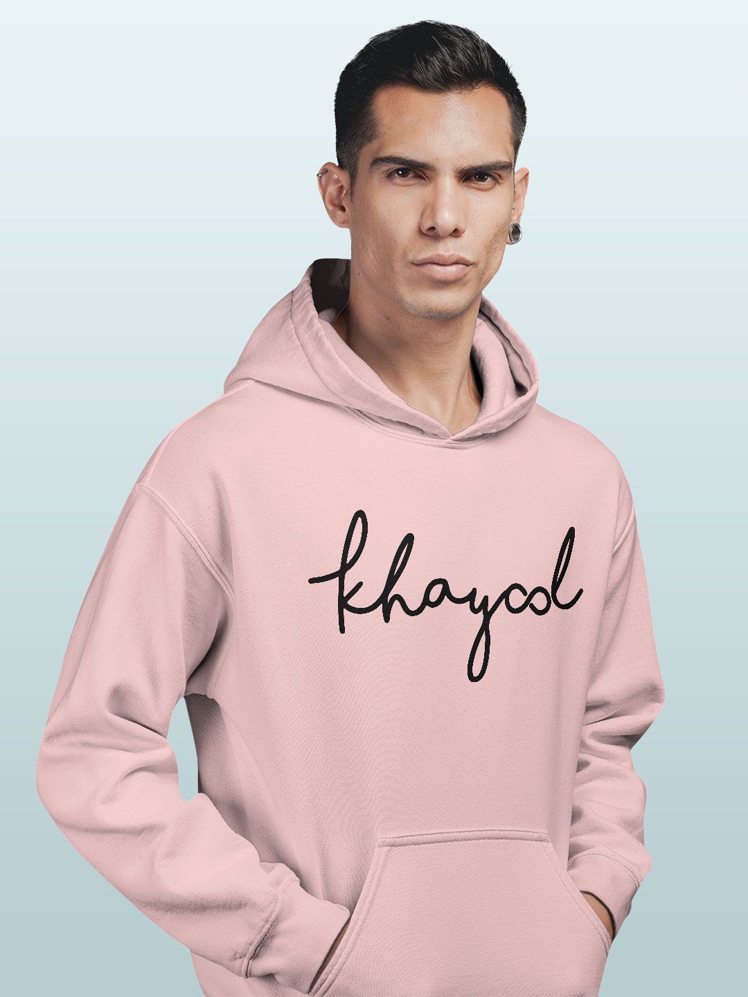 

macmerise Men Printed Hooded Sweatshirt, Pink