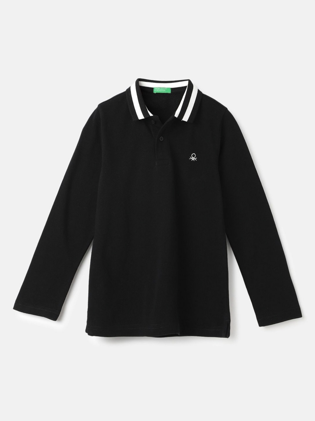 

United Colors of Benetton Boys Polo Collar Pure Cotton T-shirt, Black