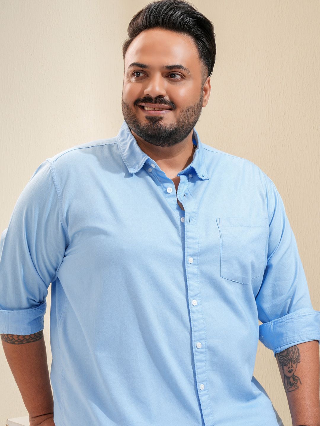 

HIGHLANDER Men Plus Size Shirt, Blue