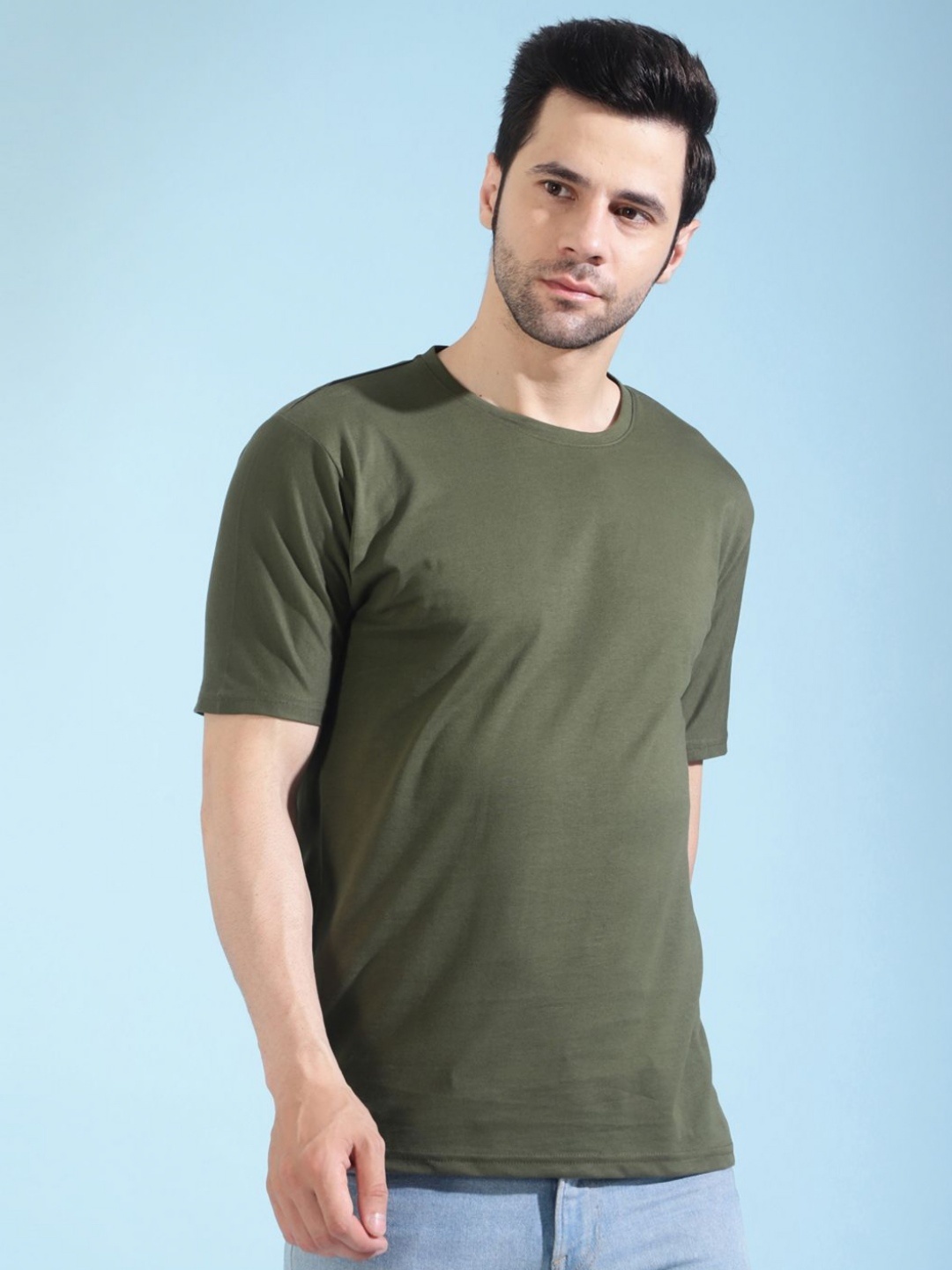 

MANTICORE Men Graphic Printed Round Neck Cotton T-shirt, Olive