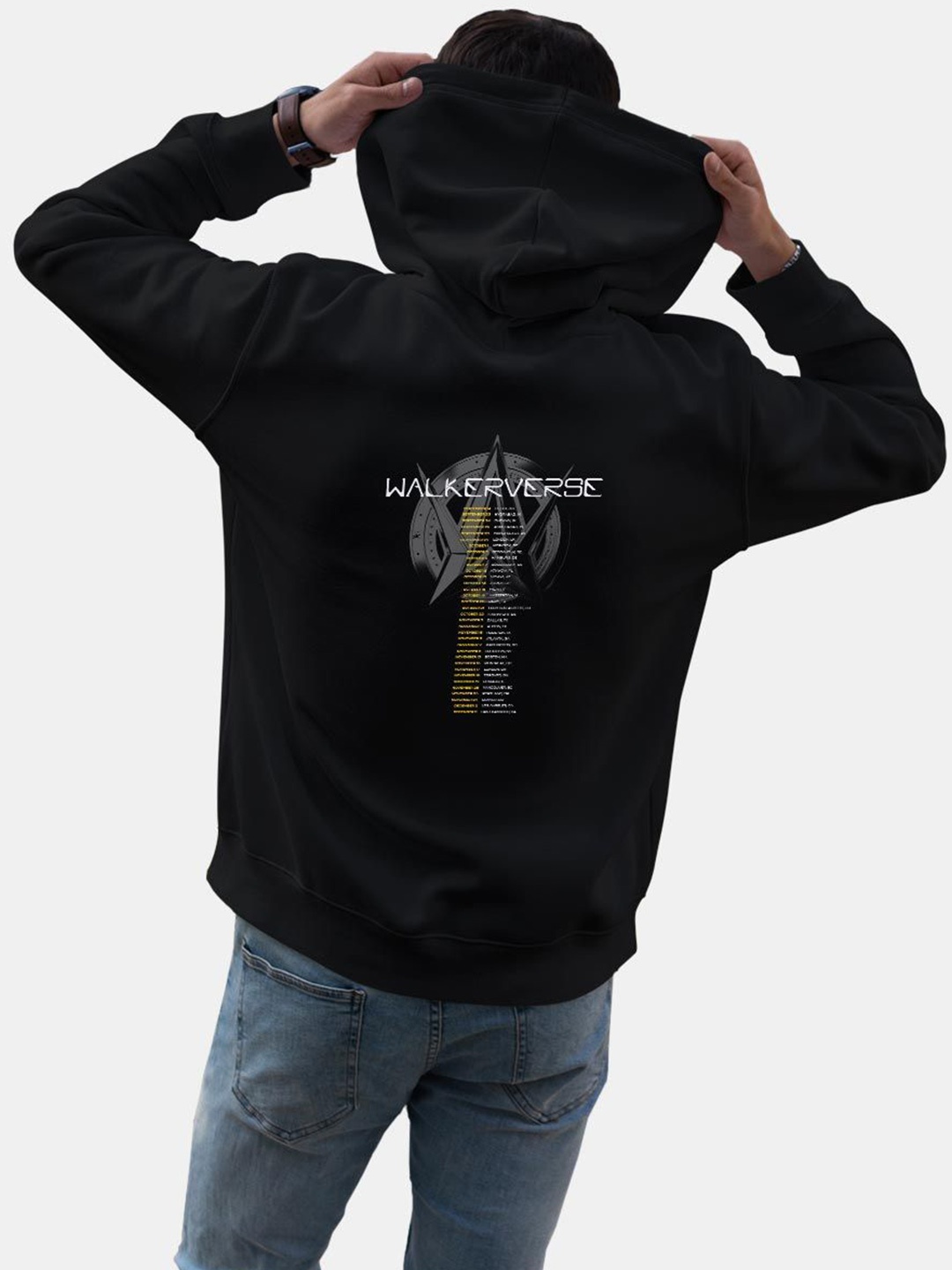 

macmerise Men Printed Hooded Sweatshirt, Black