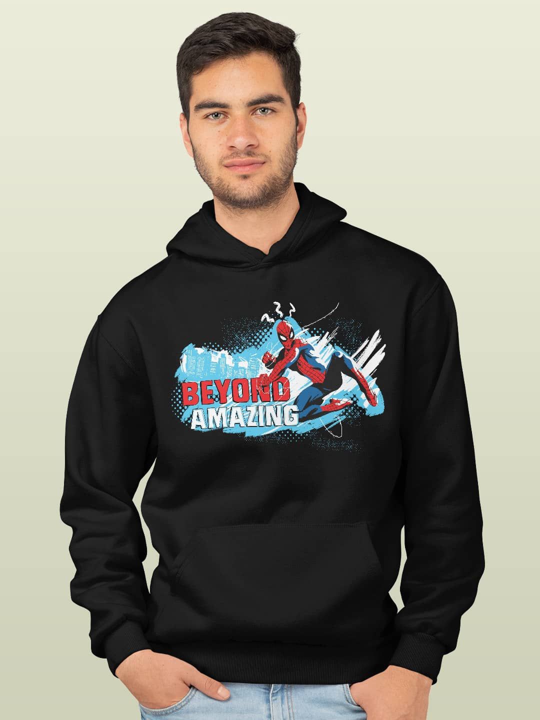 

macmerise Men Printed Hooded Sweatshirt, Black