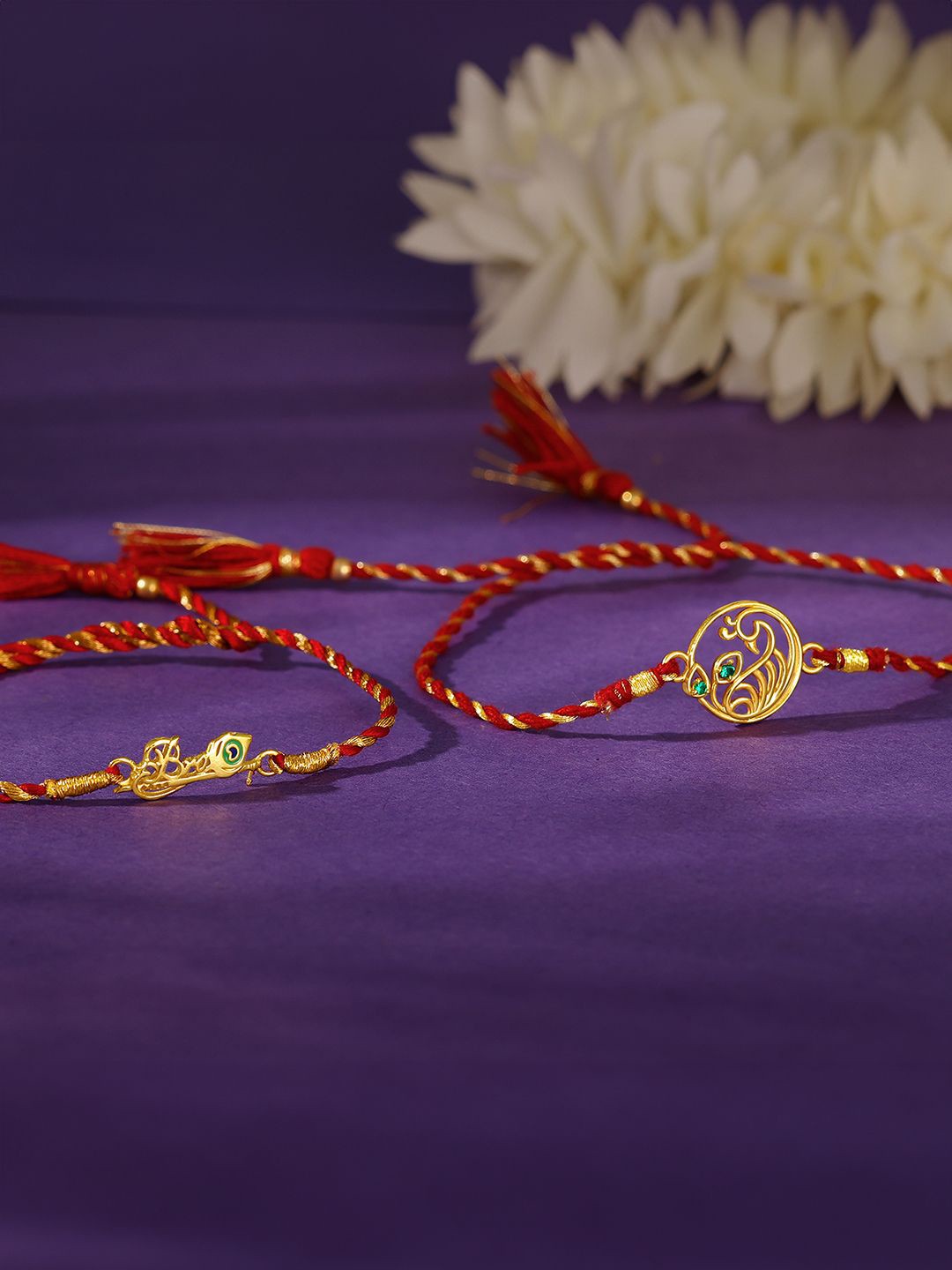 

GIVA Set Of 2 925 Sterling Silver Stone Studded Rakhi With Roli & Rice, Gold