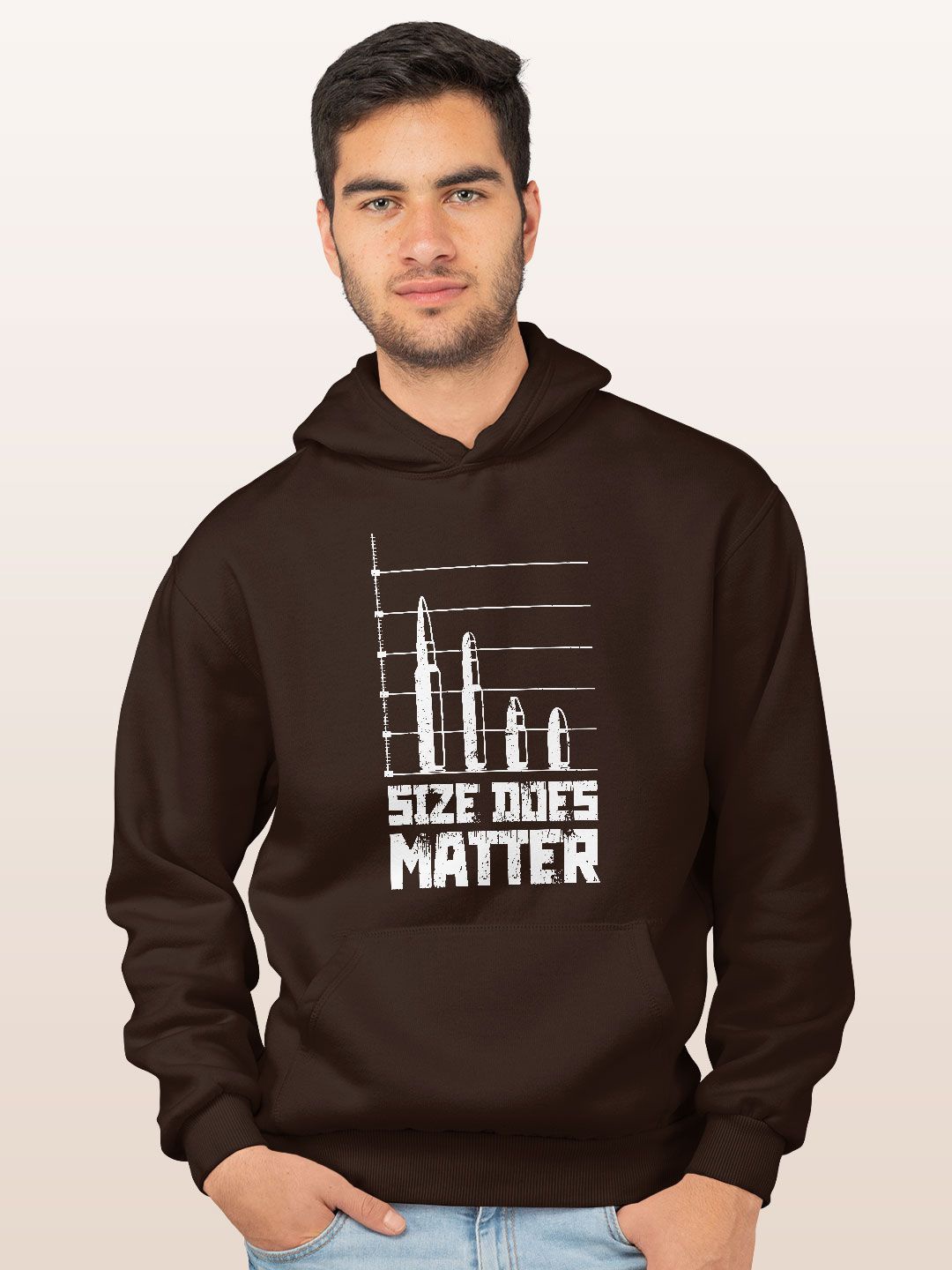 

macmerise Men Printed Hooded Sweatshirt, Brown