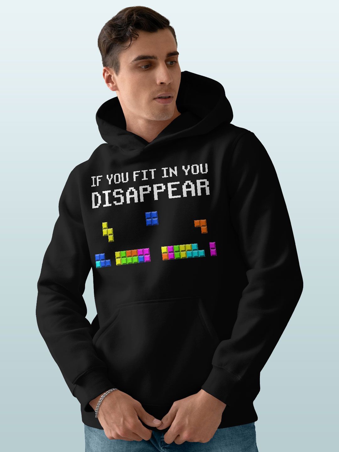 

macmerise Men Printed Hooded Sweatshirt, Black
