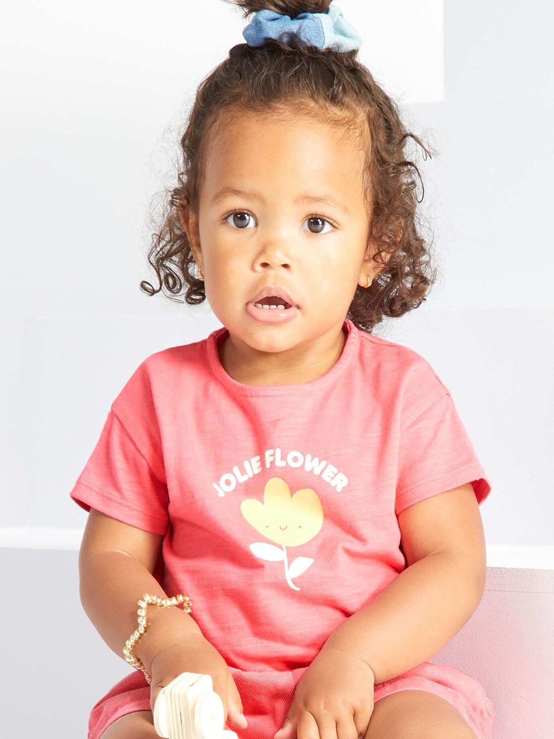 

KIABI Girls Typography Printed Pure Cotton T-shirt, Pink