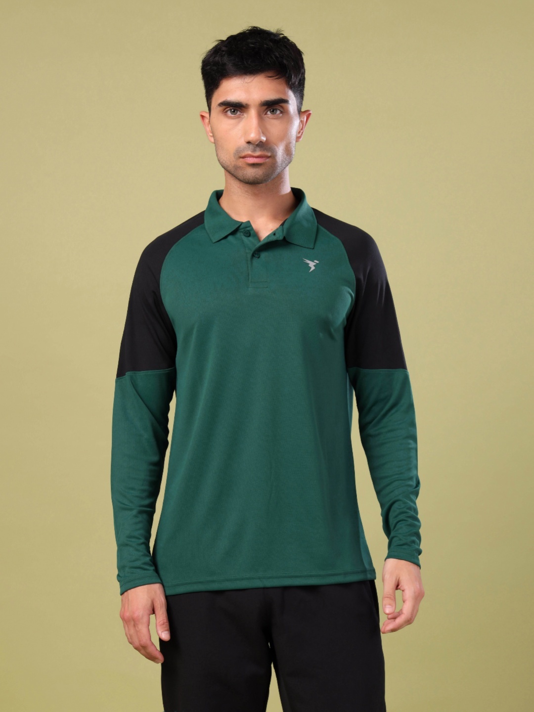 

Technosport Colourblocked Polo Collar UPF50 Techno cool+ Slim Fit T-shirt, Green