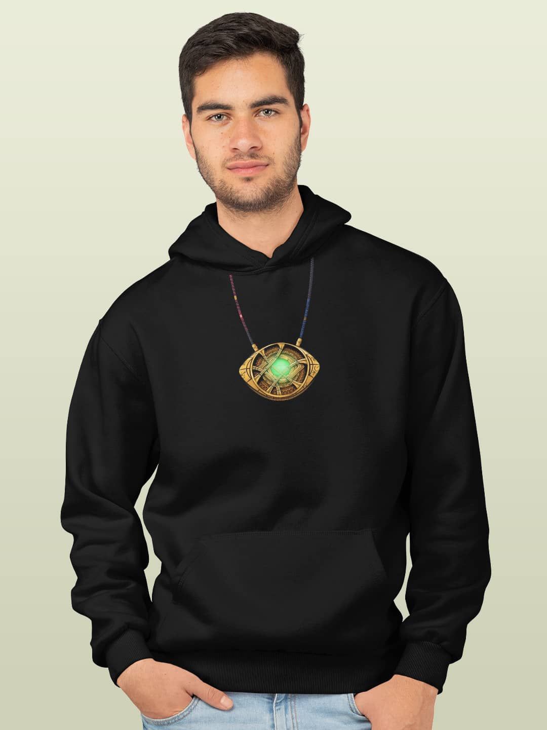 

macmerise Men Printed Hooded Sweatshirt, Black