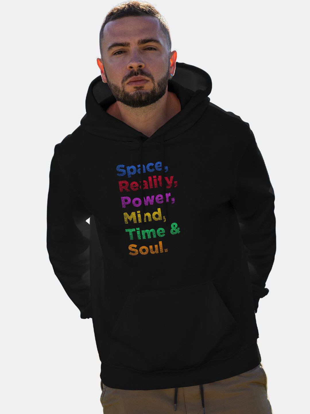 

macmerise Men Printed Hooded Sweatshirt, Black