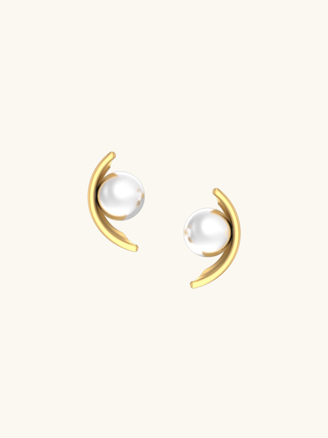 

Mabel 925 Sterling Silver 18 KT Gold Plated Unique Pearl Crescent Studs