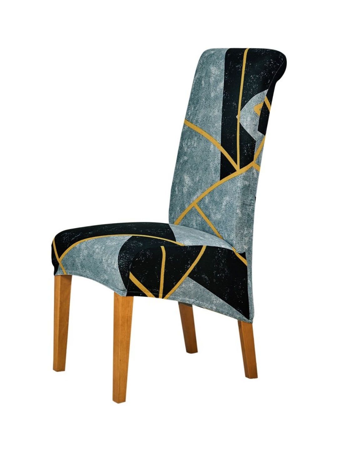 

HOKIPO Green & Black Geometric Printed 140 GSM Stretchable Chair Cover, Grey