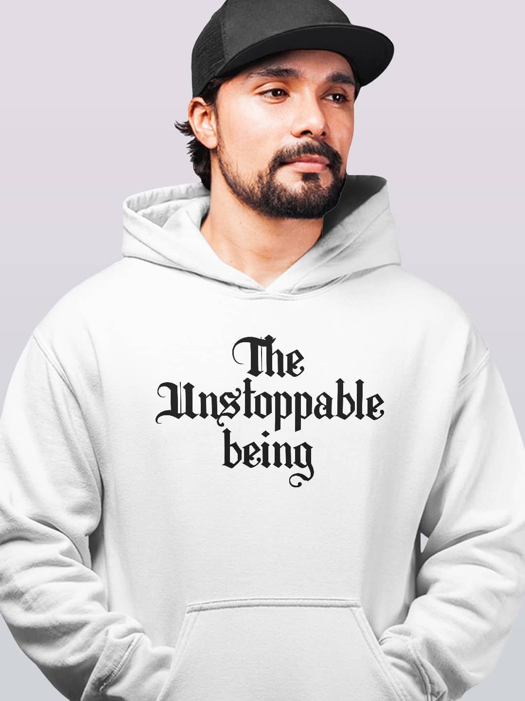

macmerise Men Printed Hooded Sweatshirt, White