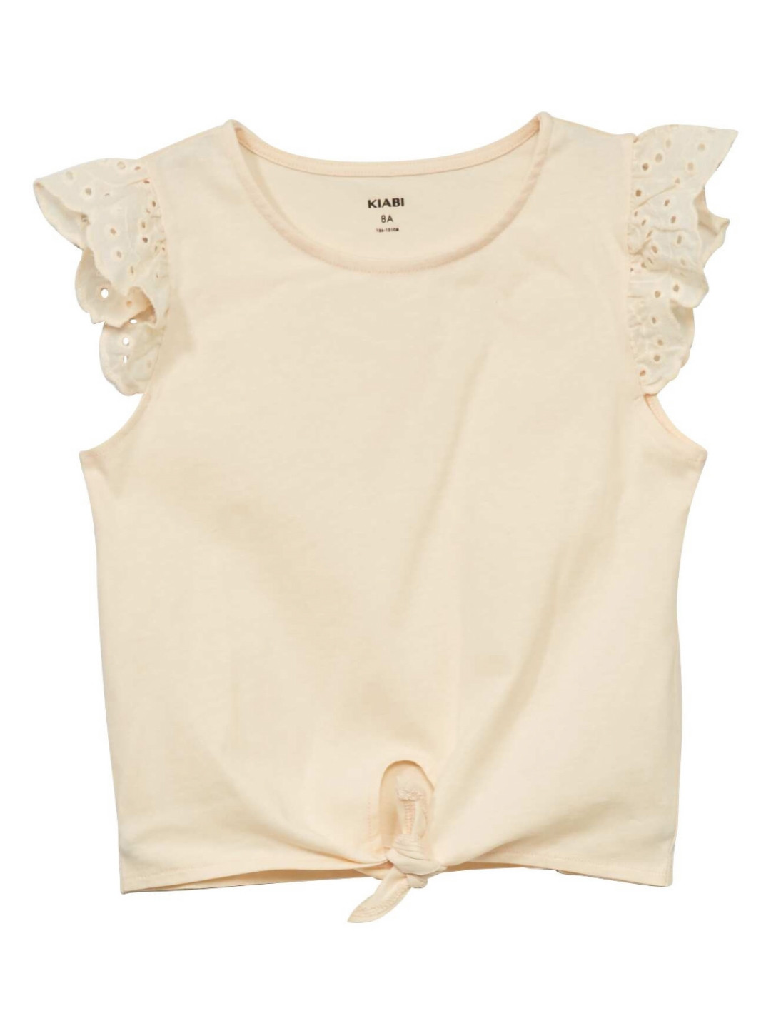 

KIABI Girls Solid Pure Cotton T-shirt, Cream