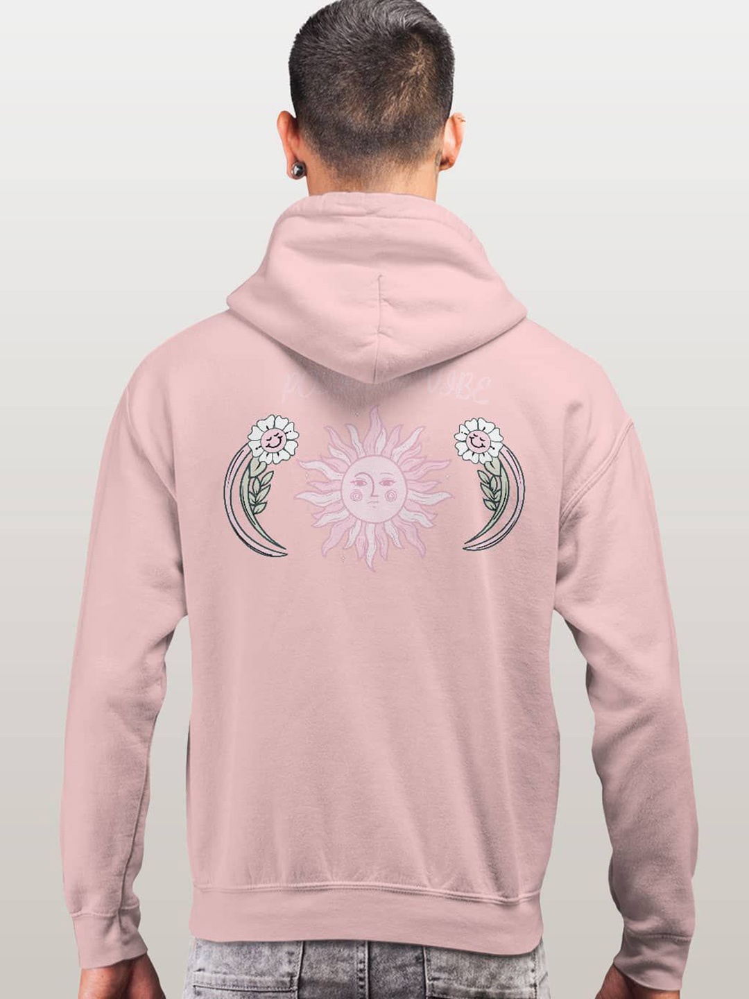 

macmerise Men Printed Hooded Sweatshirt, Pink