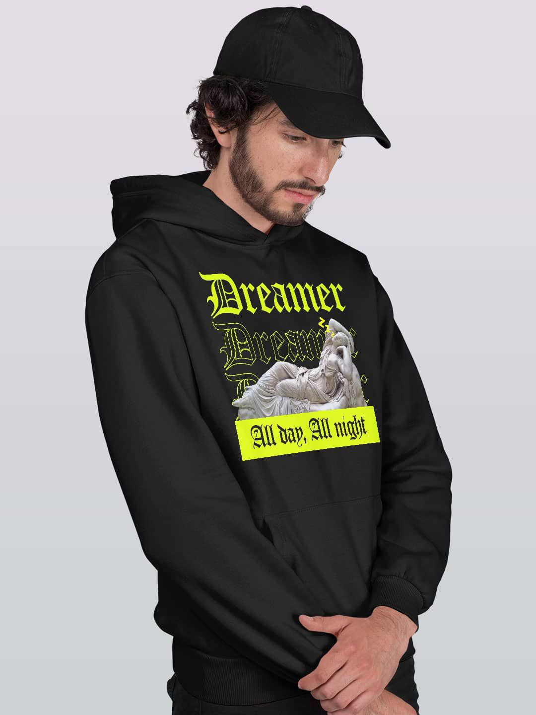 

macmerise Men Printed Hooded Sweatshirt, Black