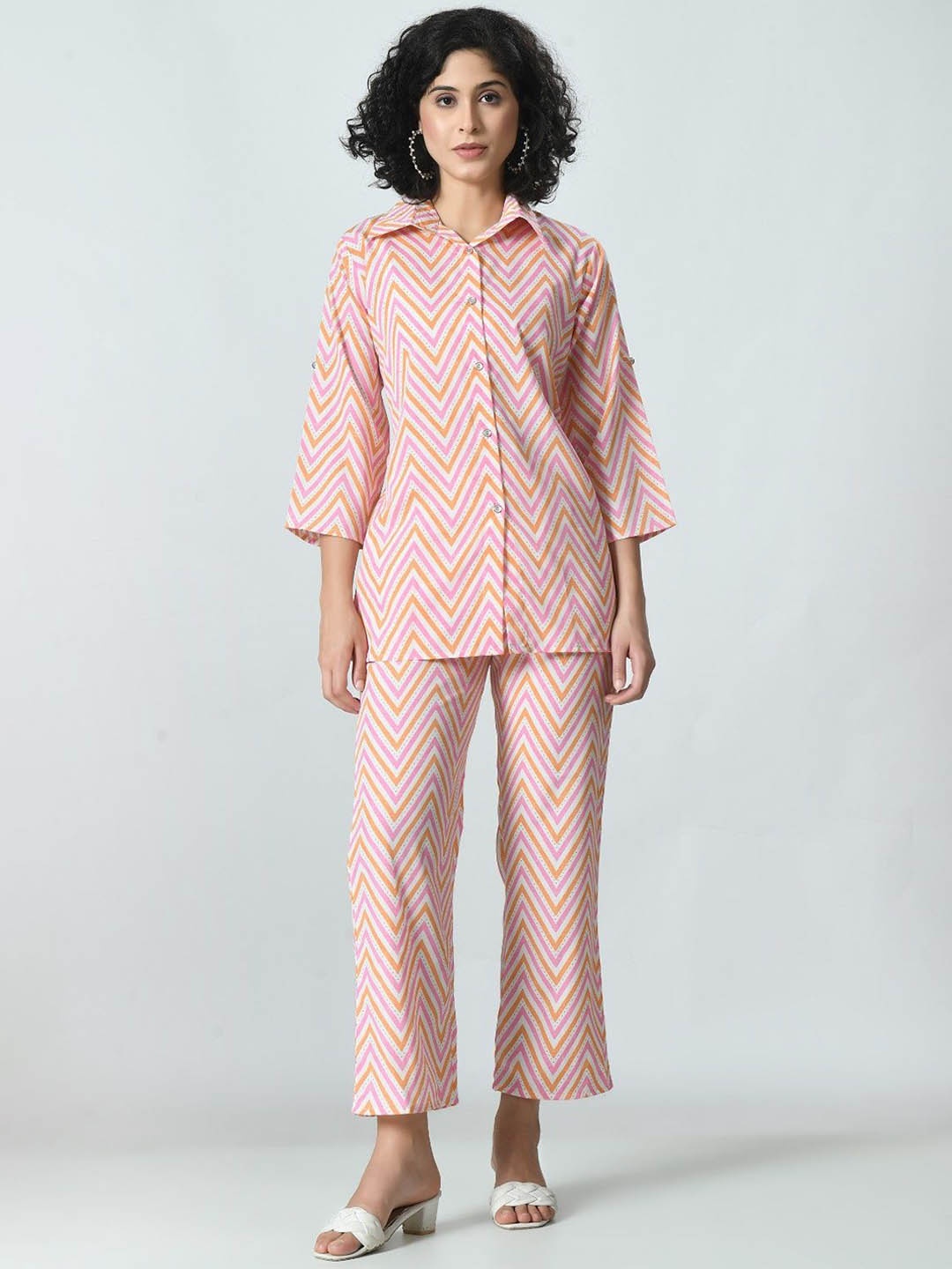 

BAESD Abstract Printed Shirt & Palazzo, Pink