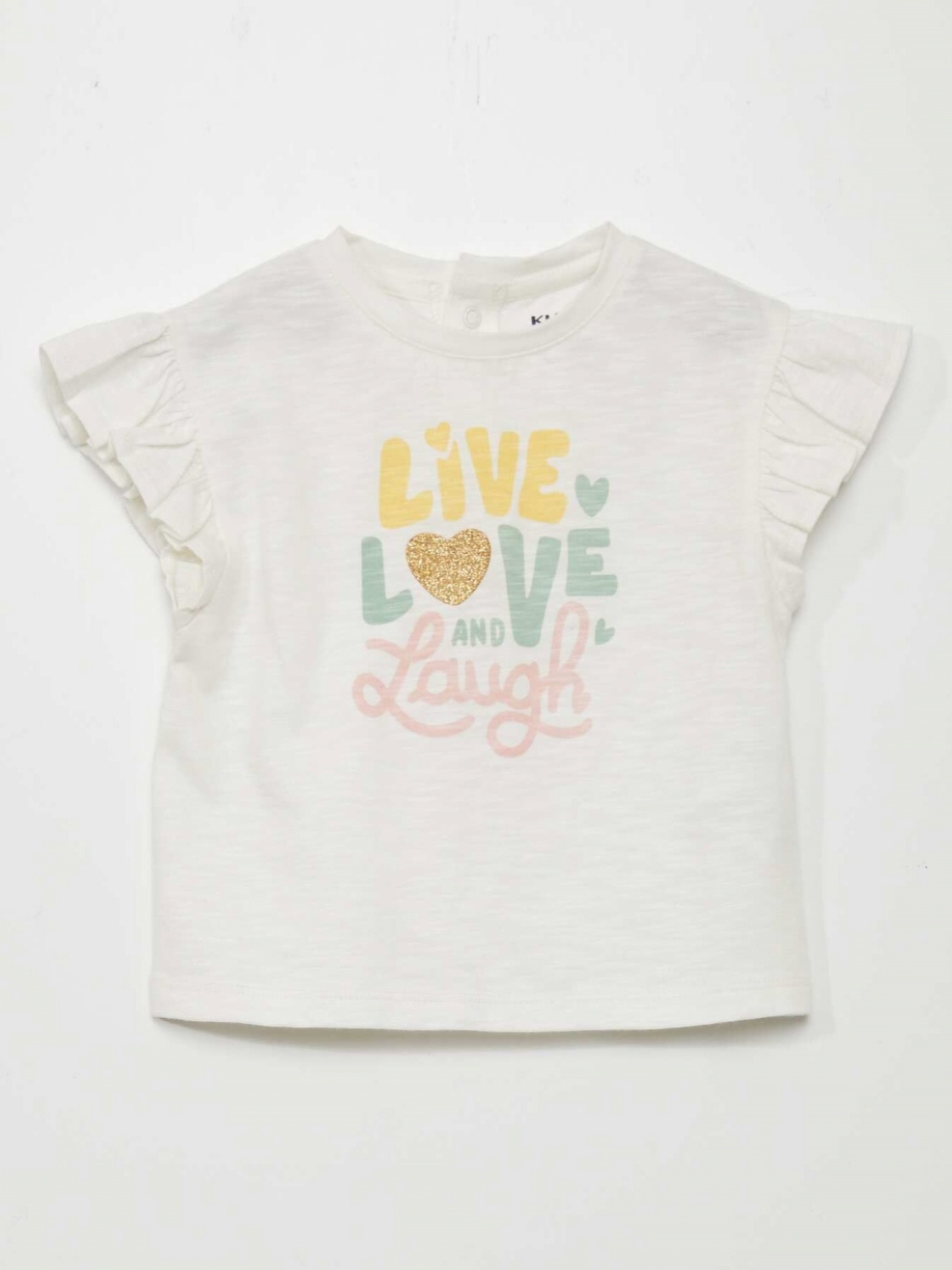 

KIABI Girls Graphic Printed Pure Cotton T-shirt, White